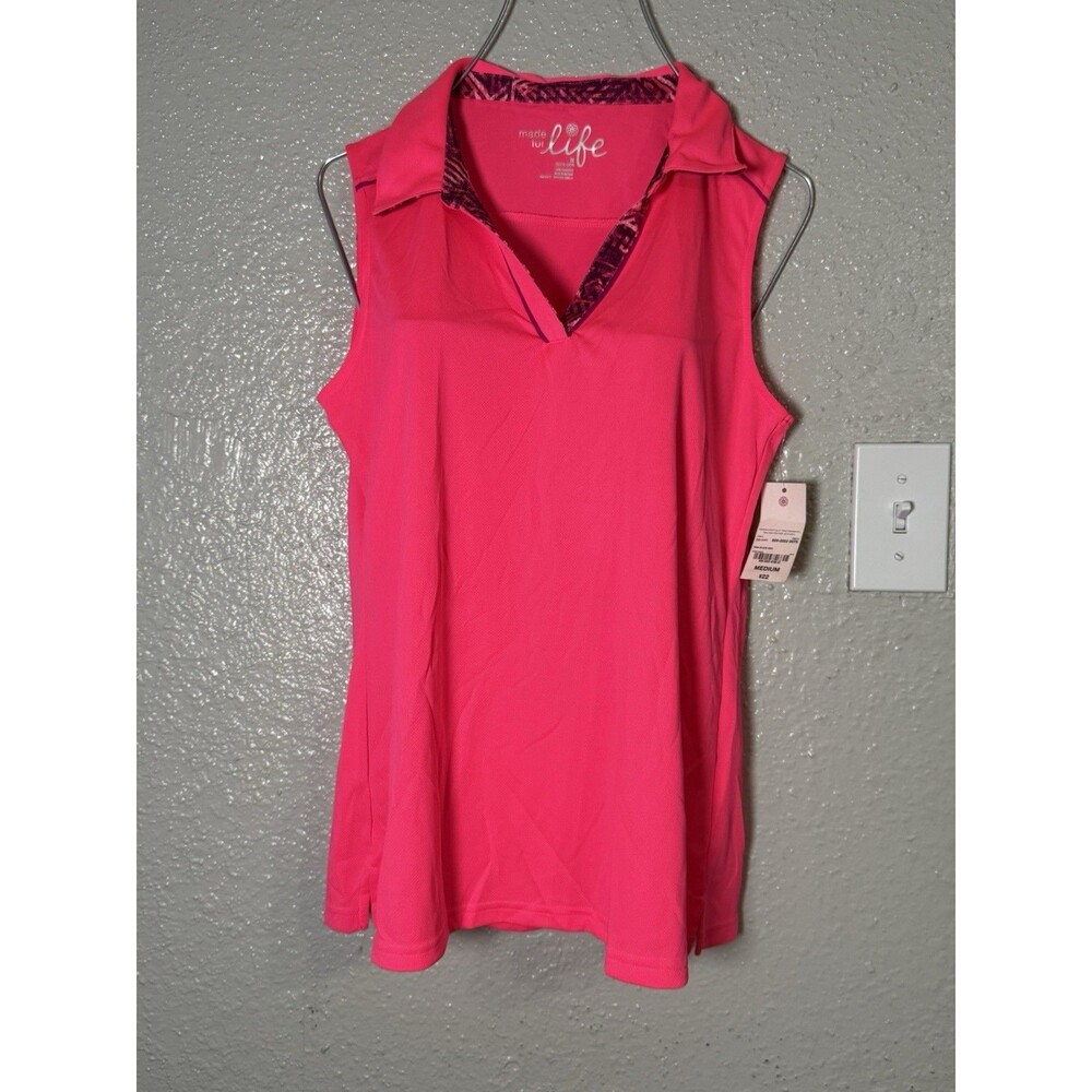 Made for Life Shirt Women’s M Pink Geometric Quick Dri Sleeveless Top